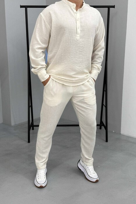 SHIRT+TROUSERS ONE COLOR MEN SET BEIGE/BEZHE - 1