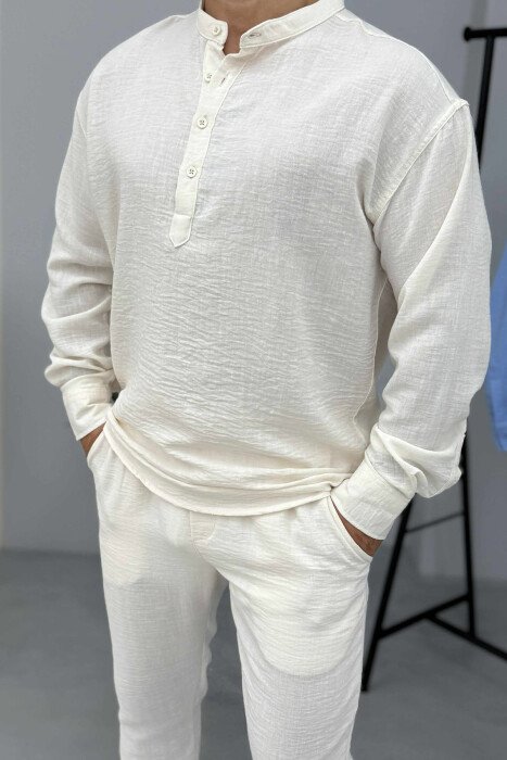 SHIRT+TROUSERS ONE COLOR MEN SET BEIGE/BEZHE - 2