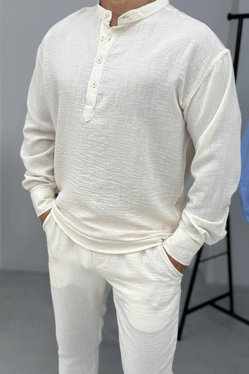 SHIRT+TROUSERS ONE COLOR MEN SET BEIGE/BEZHE - 2