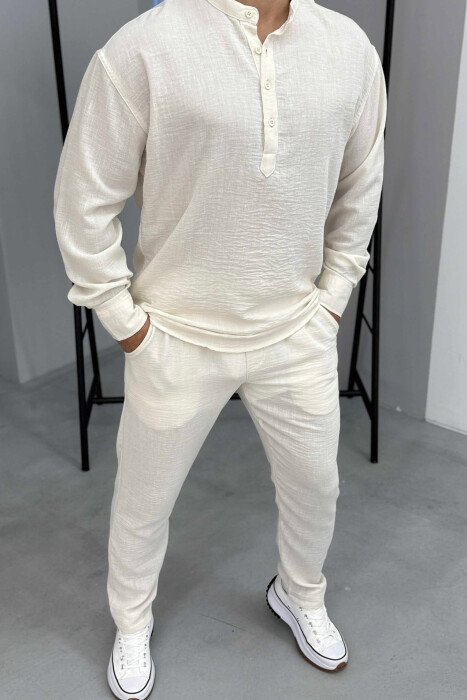 SHIRT+TROUSERS ONE COLOR MEN SET BEIGE/BEZHE - 3