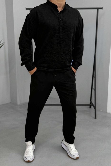 SHIRT+TROUSERS ONE COLOR MEN SET BLACK/ E ZEZE - KLAUDIO FASHION
