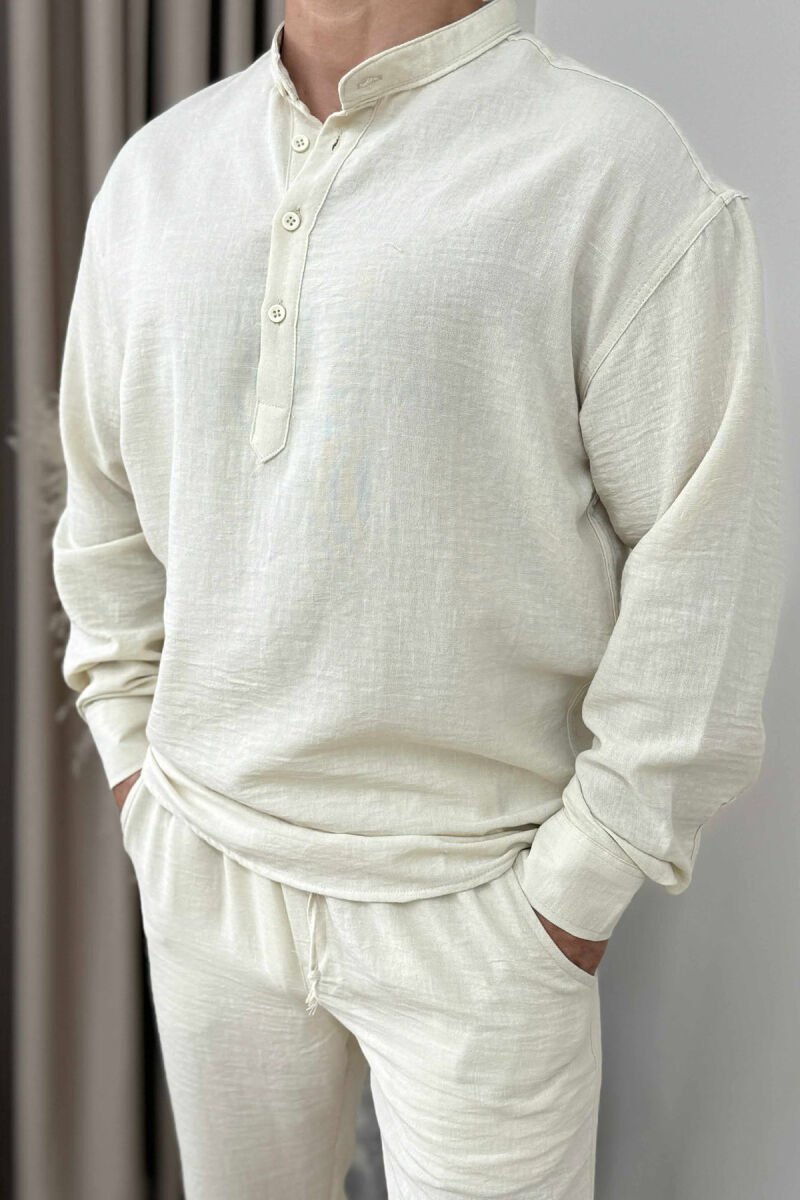 SHIRT+TROUSERS ONE COLOR MEN SET CREAM/KREM - 2