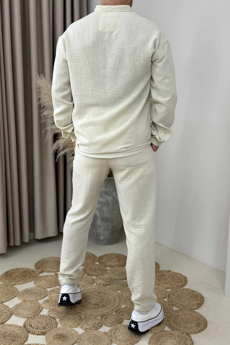 SHIRT+TROUSERS ONE COLOR MEN SET CREAM/KREM - 4