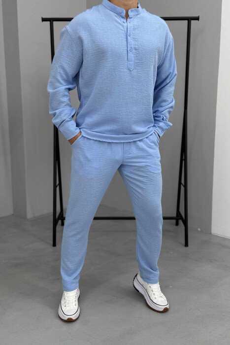 SHIRT+TROUSERS ONE COLOR MEN SET LIGHTBLUE/BZ - KLAUDIO FASHION