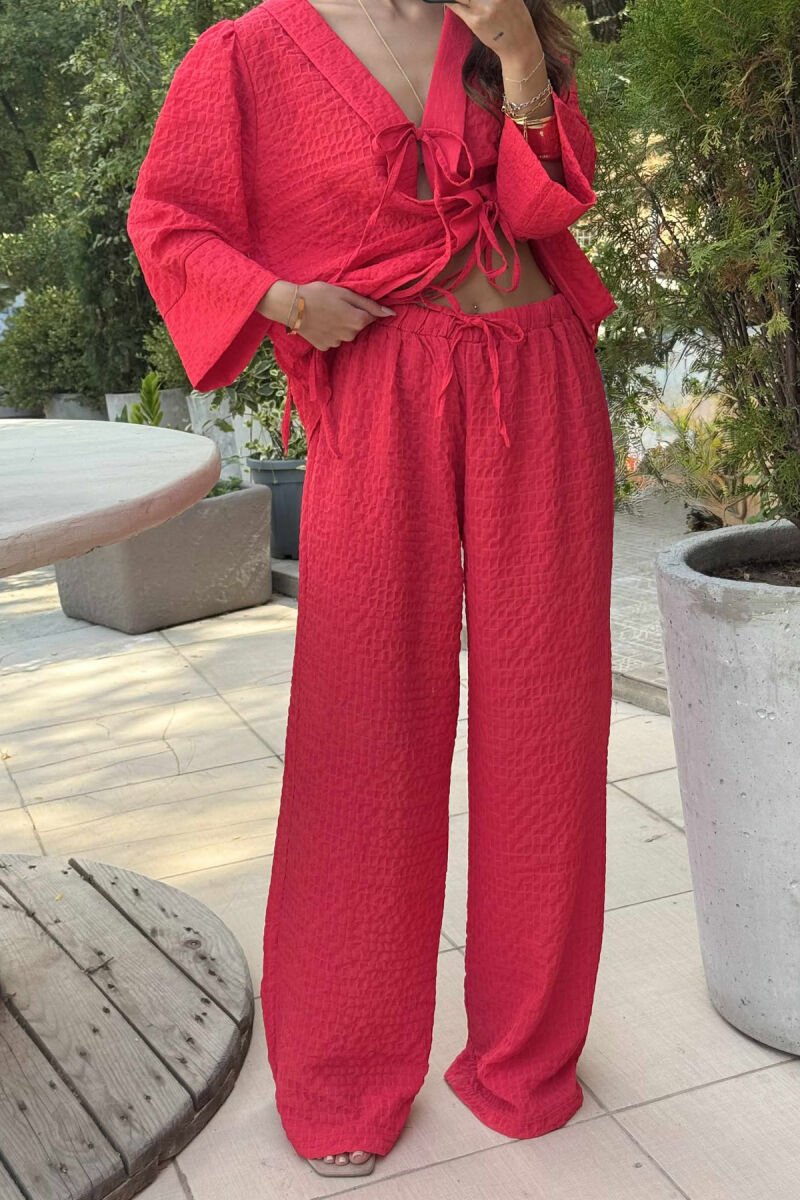 SHIRT+TROUSERS ONE COLOR WOMEN SET RED/E KUQE - 5