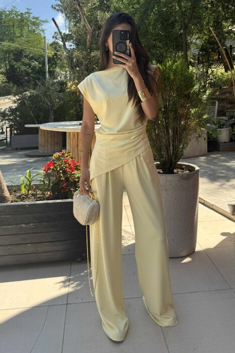 SHIRT+TROUSERS ONE COLOR WOMEN SET YELLOW/E VERDHE - 1