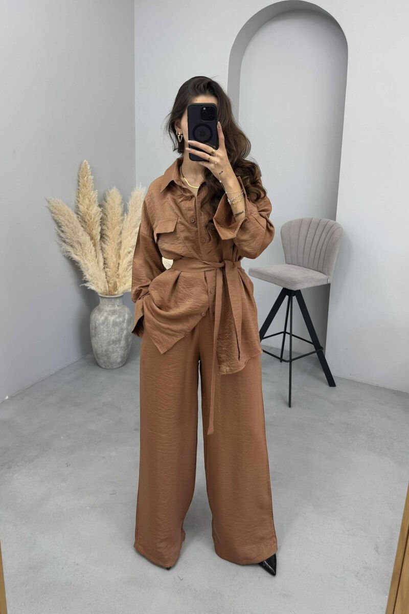 SHIRT+TROUSERS SHINY MATERIAL WOMEN SET BRONX/BRONX - 2