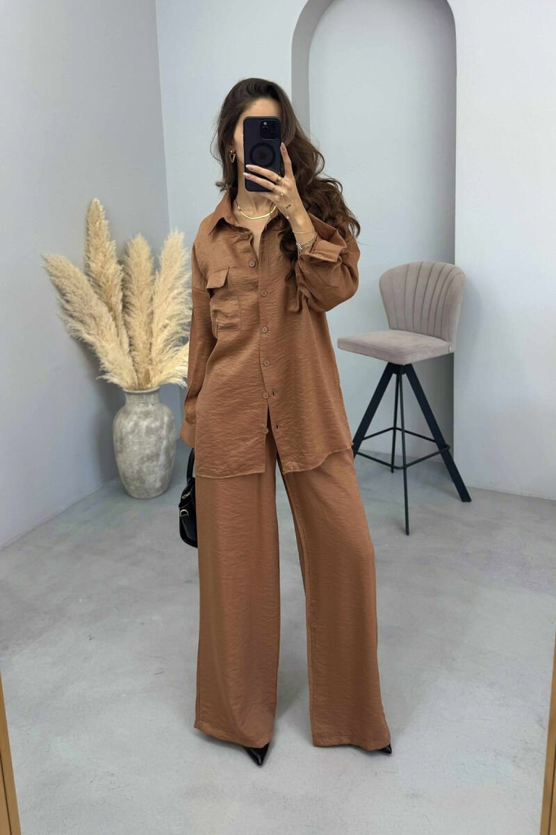 SHIRT+TROUSERS SHINY MATERIAL WOMEN SET BRONX/BRONX - 4