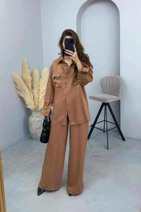 SHIRT+TROUSERS SHINY MATERIAL WOMEN SET BRONX/BRONX - 6