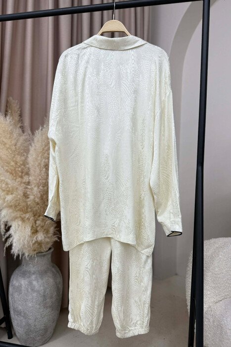 SHIRT+TROUSERS SIMPLE WOMEN SET CREAM/KREM - 2