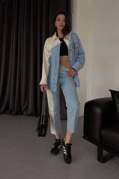 SHIRT+TROUSERS TWO COLORS WOMAN SET BLUE-CREAM/BLKR - 7