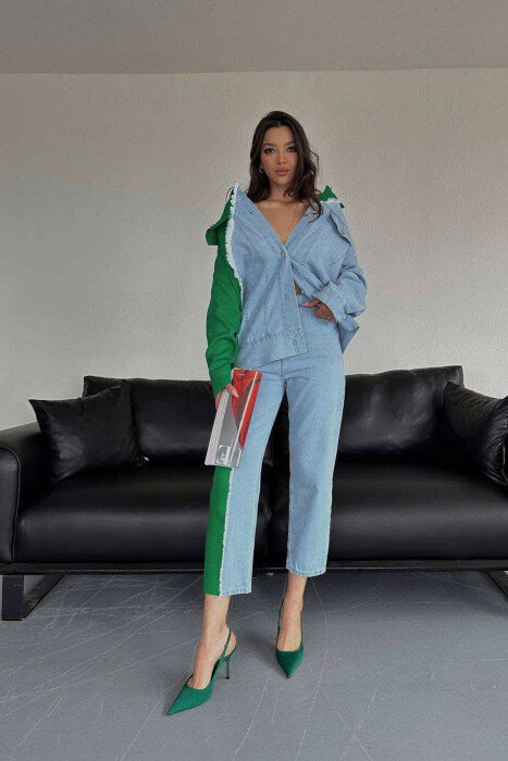SHIRT+TROUSERS TWO COLORS WOMAN SET BLUE-GREEN/BLU-JESHILE - 2