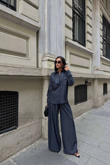 SHIRT+TROUSERS WOMAN SET BLUE/BLU - KLAUDIO FASHION