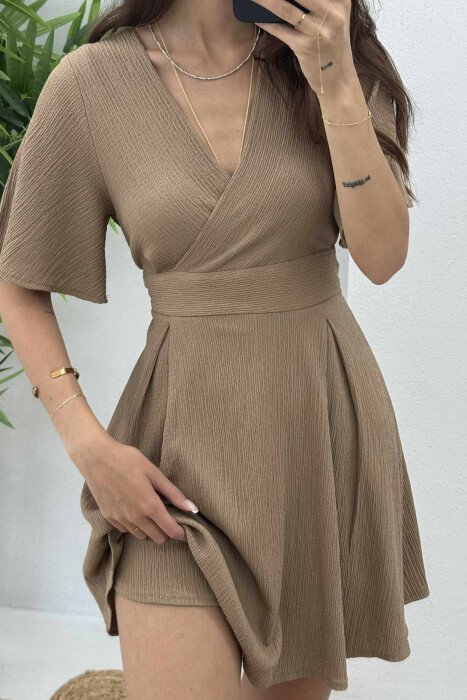 SHORT BELT DRESS BROWN/KAFE - 2