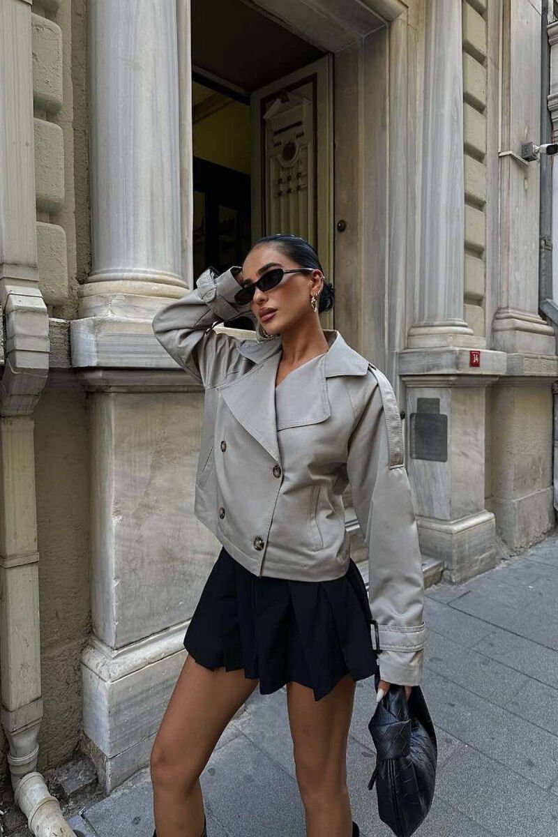 SHORT BUTTONS ONE COLOR WOMAN JACKET GREY/GRI - 2