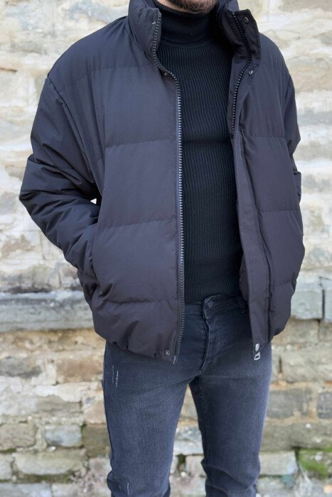 SHORT DOWN ONE COLOR MEN PUFFER JACKET BLACK/ E ZEZE 