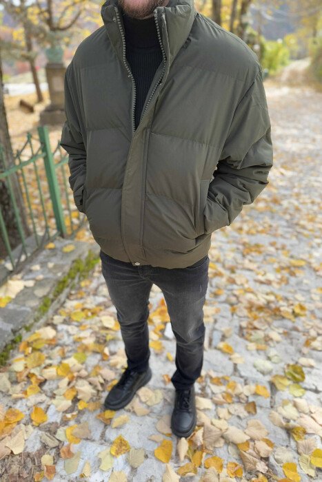 SHORT DOWN ONE COLOR MEN PUFFER JACKET GREEN/JESHILE - 4