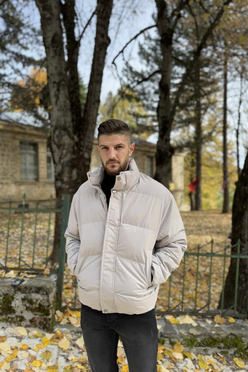 SHORT DOWN ONE COLOR MEN PUFFER JACKET LIGHT GREY/GZ - 3