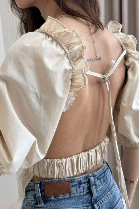 SHORT LACING WOMAN SHIRT BEIGE/BEZHE - 2