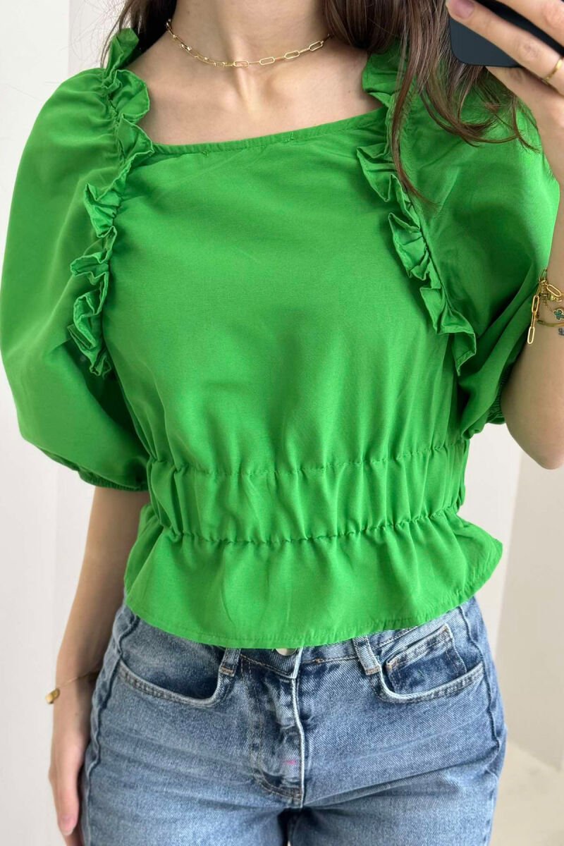 SHORT LACING WOMAN SHIRT GREEN/JESHILE - 1