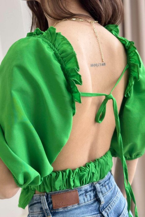 SHORT LACING WOMAN SHIRT GREEN/JESHILE - 3