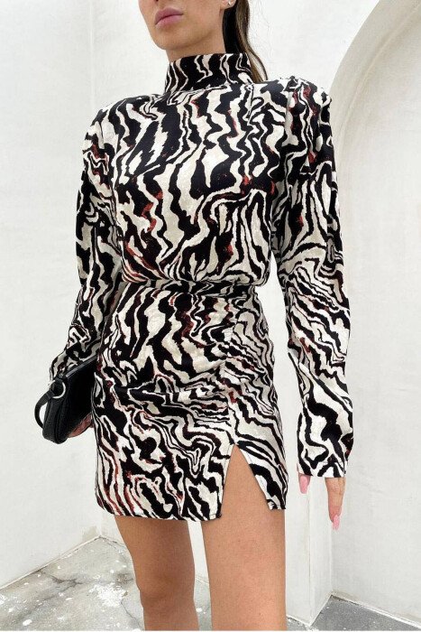 SHORT LONG SLEEVE DRESS BLACK/ E ZEZE - 2