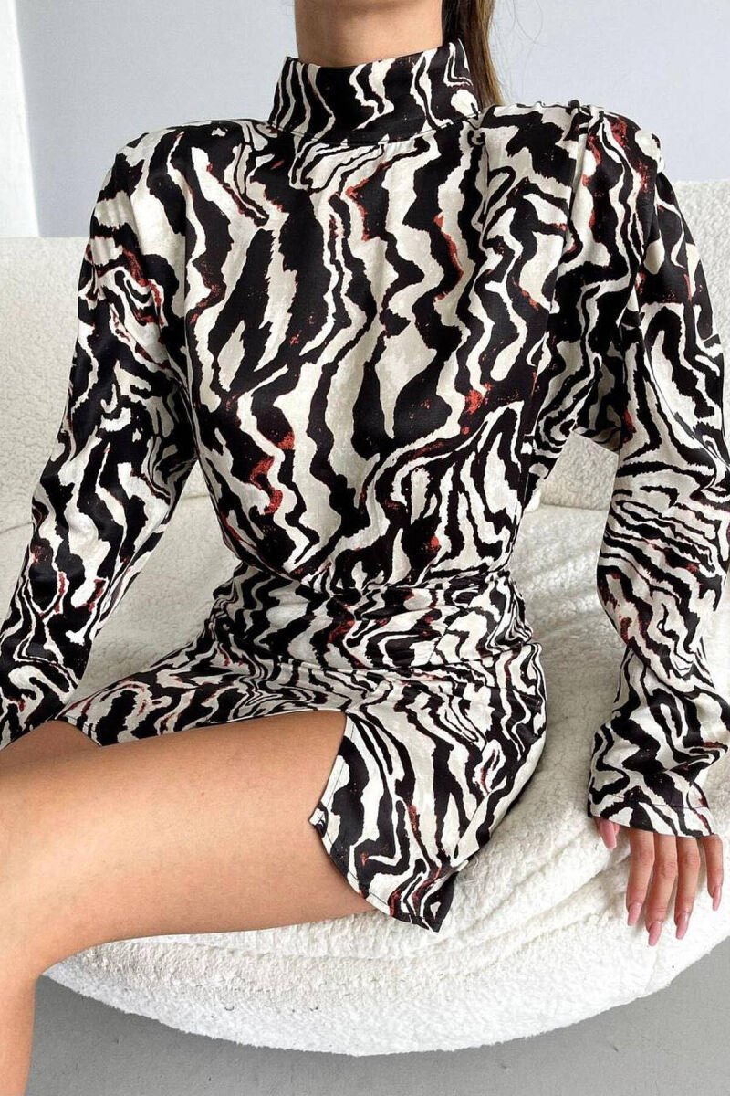 SHORT LONG SLEEVE DRESS BLACK/ E ZEZE - 3