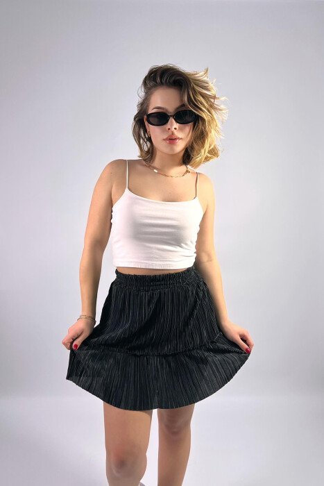 SHORT ONE COLOR WOMAN SKIRT BLACK/ E ZEZE - KLAUDIO FASHION