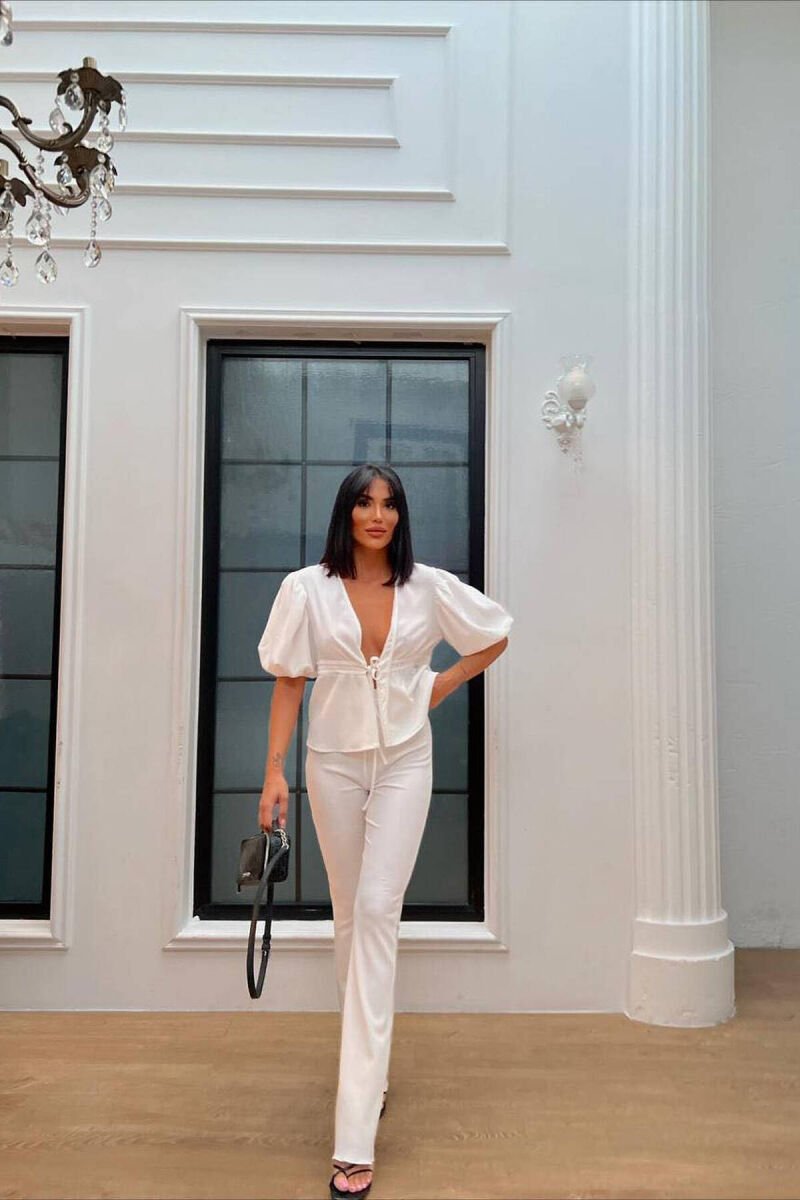 SHORT + PANTS ONE COLOR WOMAN SET WHITE-E BARDHE - 1
