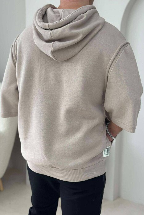 CLANE HOODED SWEAT ALL IN ONE BEIGE 1番 SHORT SLEEVE ONE COLOR MEN HOODIE BEIGE/BEZHE HOODIES KLAUDIO