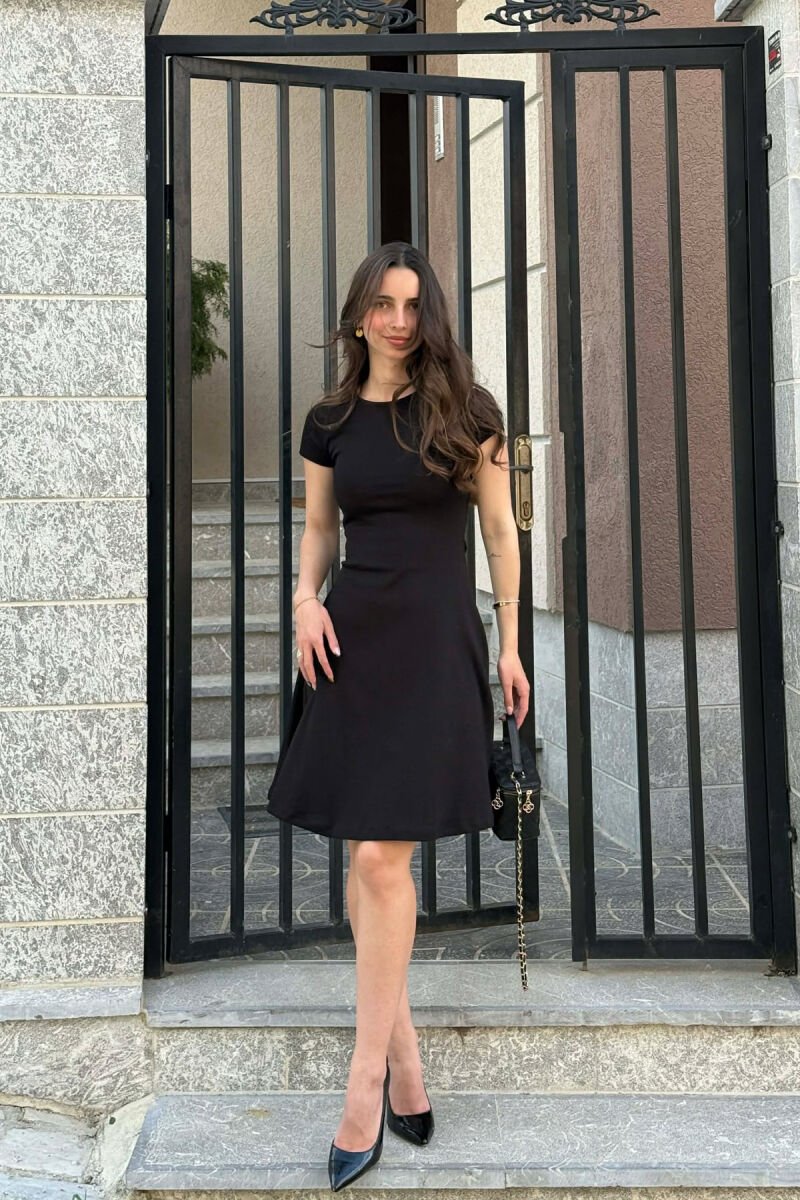SHORT SLEEVE ONE COLOR WOMAN DRESS BLACK/ E ZEZE - 2