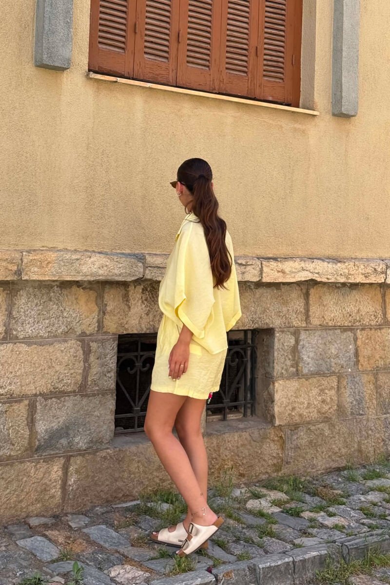 SHORT SLEEVE SHIRT + BELT DETAIL SHORTS WOMAN SET LEMON/ LIMON - 3