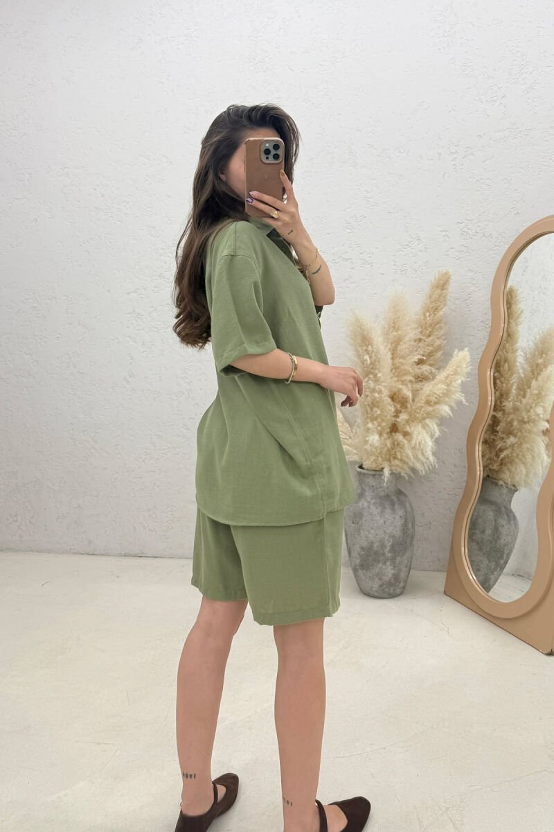 SHORT SLEEVE SHIRT + SHORTS WOMAN SET GREEN/JESHILE - 2