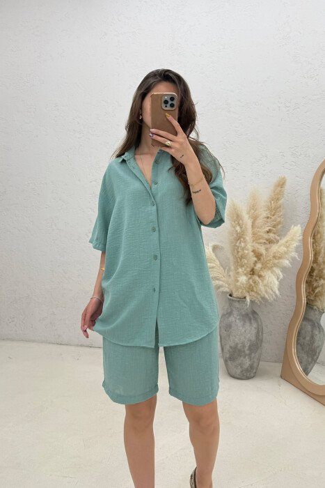SHORT SLEEVE SHIRT + SHORTS WOMAN SET MINT/MENTE - 4