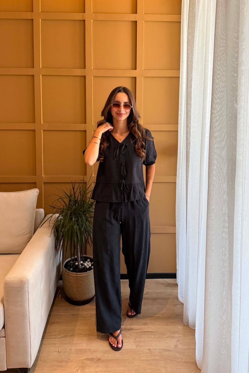 SHORT SLEEVE SHIRT + TROUSERS WOMAN SET BLACK/ E ZEZE - 2