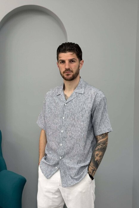 SHORT SLEEVE SIMPLE MEN SHIRT GREY/GRI - 1