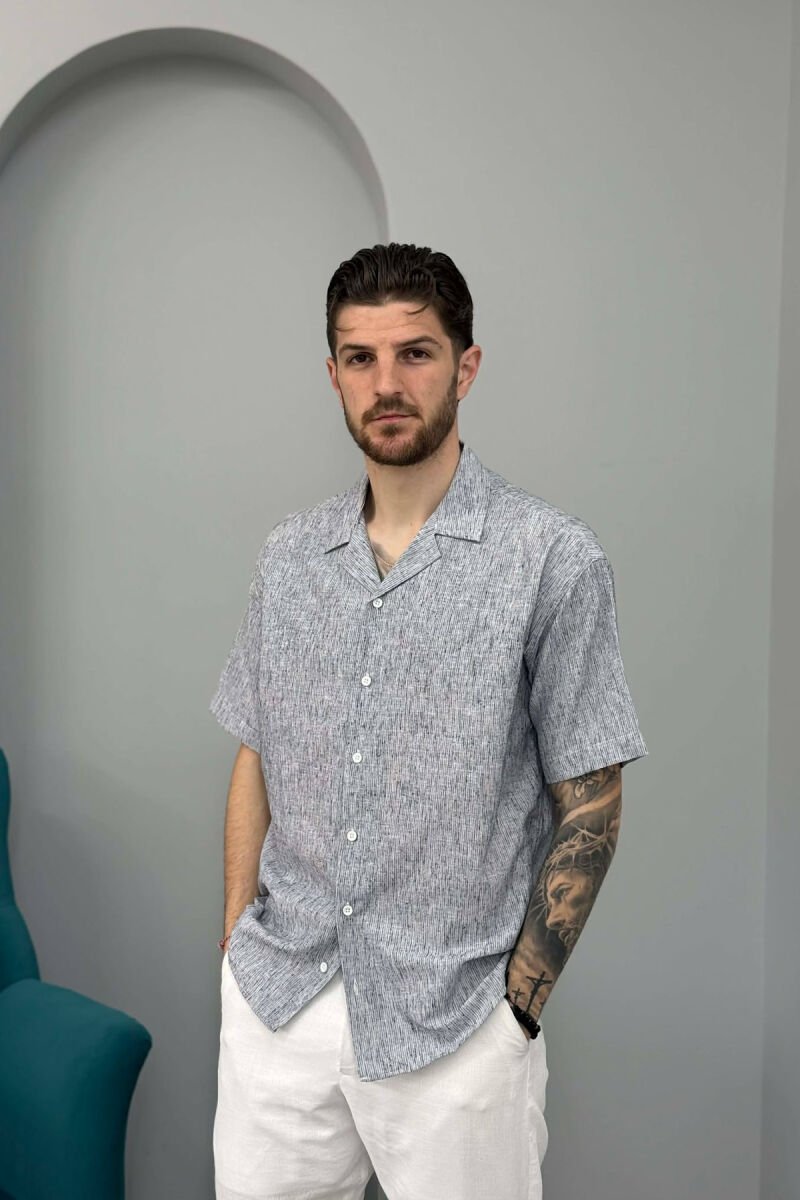 SHORT SLEEVE SIMPLE MEN SHIRT GREY/GRI - 1