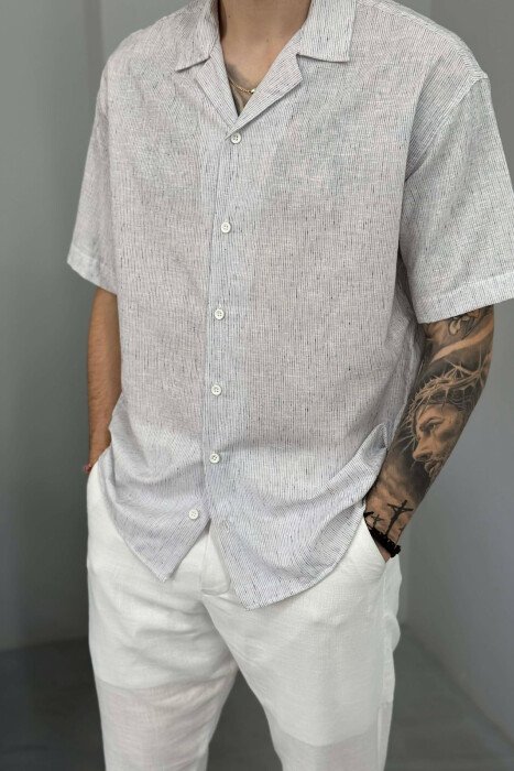 SHORT SLEEVE SIMPLE MEN SHIRT LIGHT GREY/GZ - 2