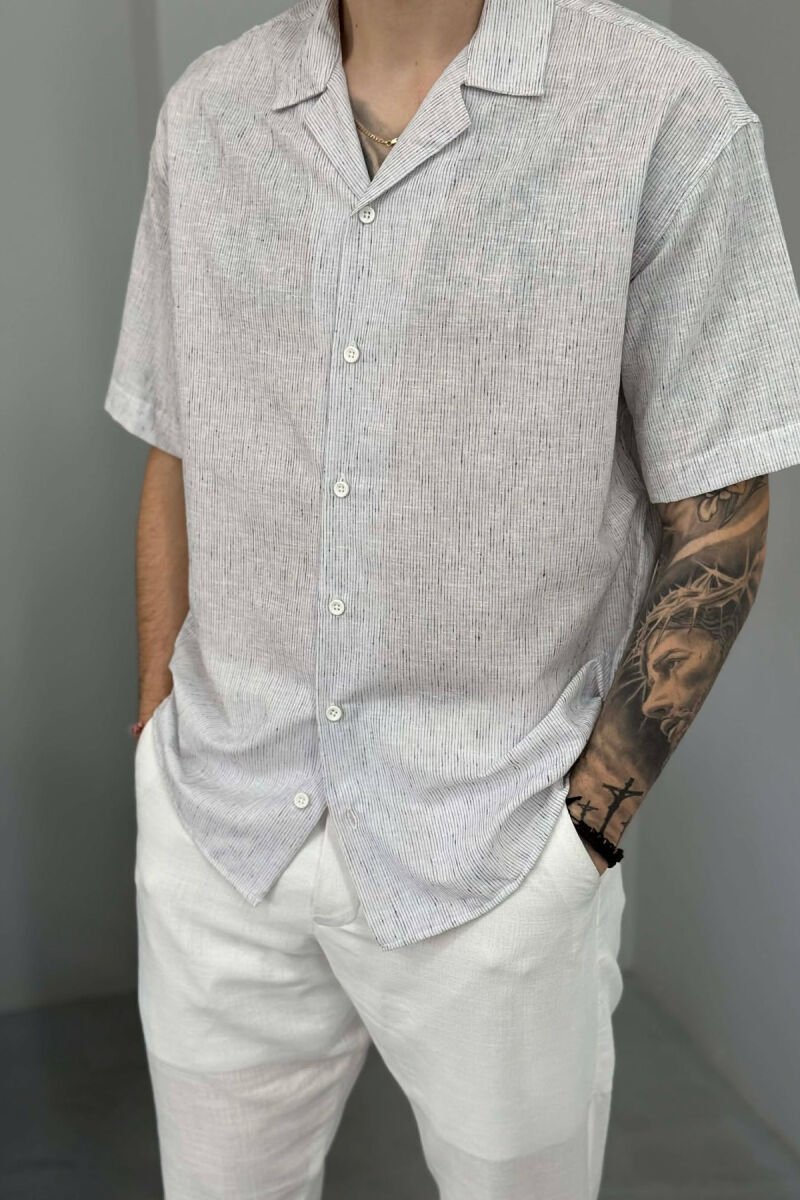 SHORT SLEEVE SIMPLE MEN SHIRT LIGHT GREY/GZ - 2