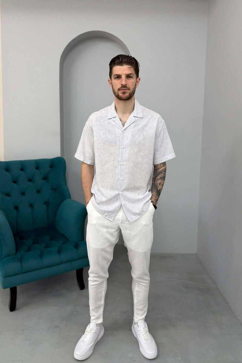 SHORT SLEEVE SIMPLE MEN SHIRT LIGHT GREY/GZ - 3
