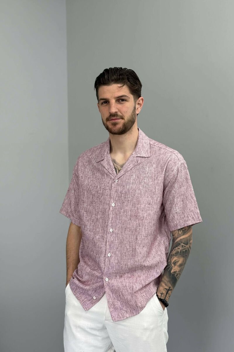 SHORT SLEEVE SIMPLE MEN SHIRT PURPLE/LEJLA - 1