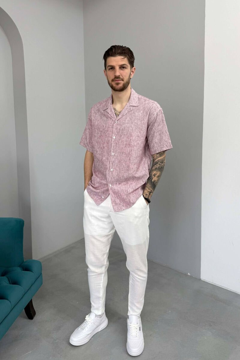 SHORT SLEEVE SIMPLE MEN SHIRT PURPLE/LEJLA - 3