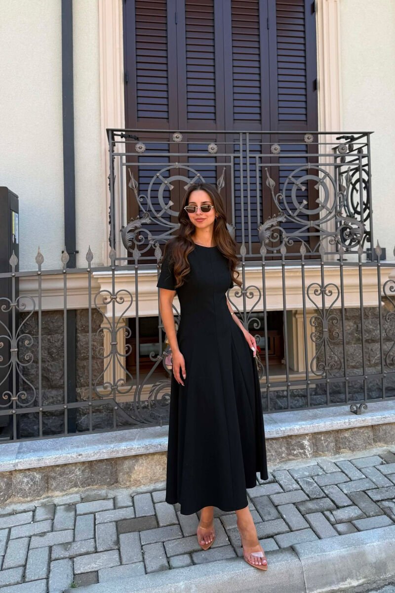 SHORT SLEEVE SIMPLE WOMEN DRESS BLACK/ E ZEZE - 5