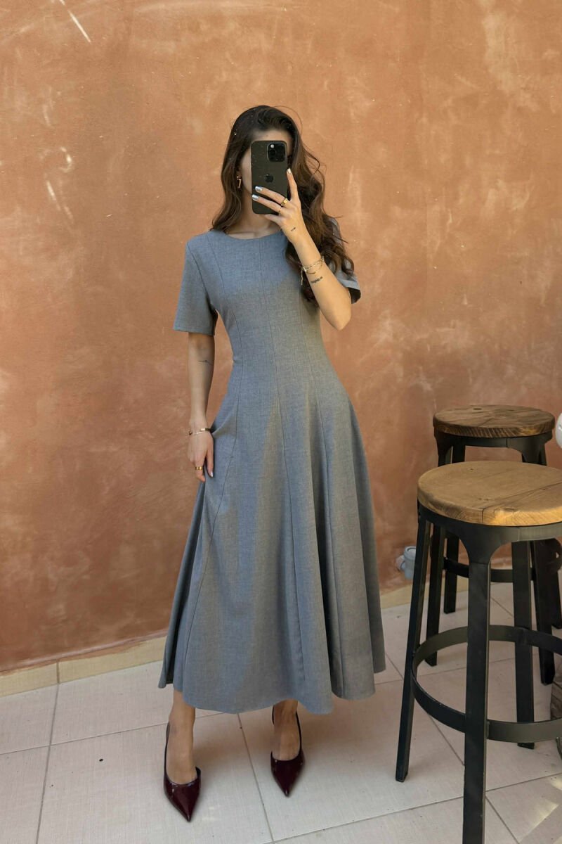 SHORT SLEEVE SIMPLE WOMEN DRESS GREY/GRI - 2