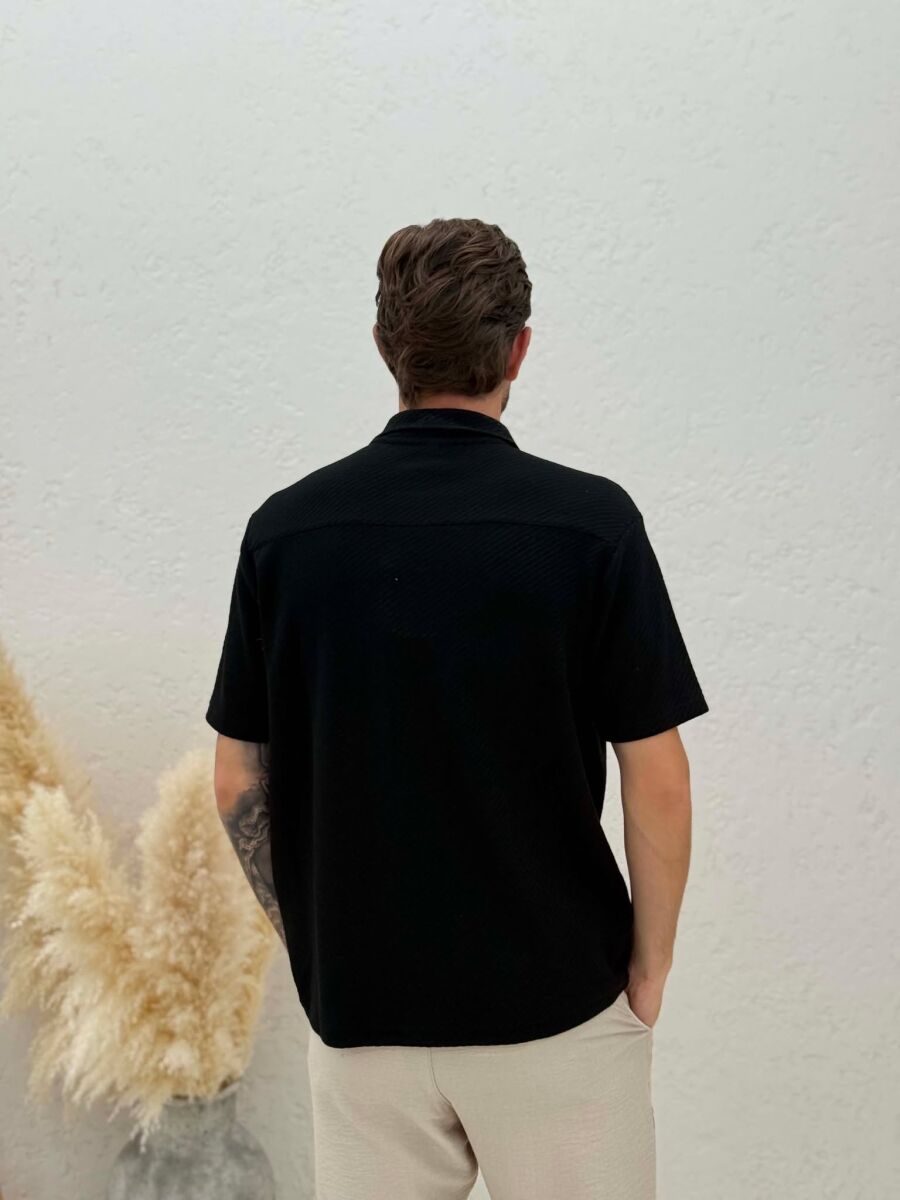 SHORT SLEEVE TEXTURED MEN SHIRT BLACK/ E ZEZE - 6