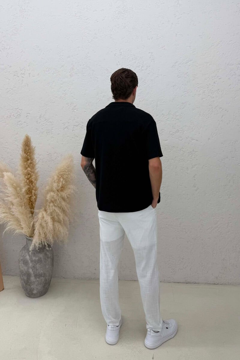 SHORT SLEEVE TEXTURED MEN SHIRT BLACK/ E ZEZE - 4