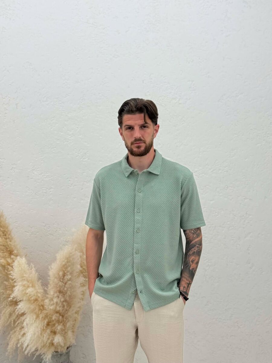 SHORT SLEEVE TEXTURED MEN SHIRT MINT/MENTE - 5