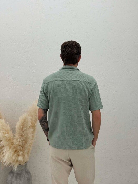 SHORT SLEEVE TEXTURED MEN SHIRT MINT/MENTE - 6