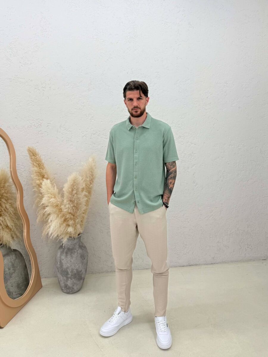 SHORT SLEEVE TEXTURED MEN SHIRT MINT/MENTE - 7