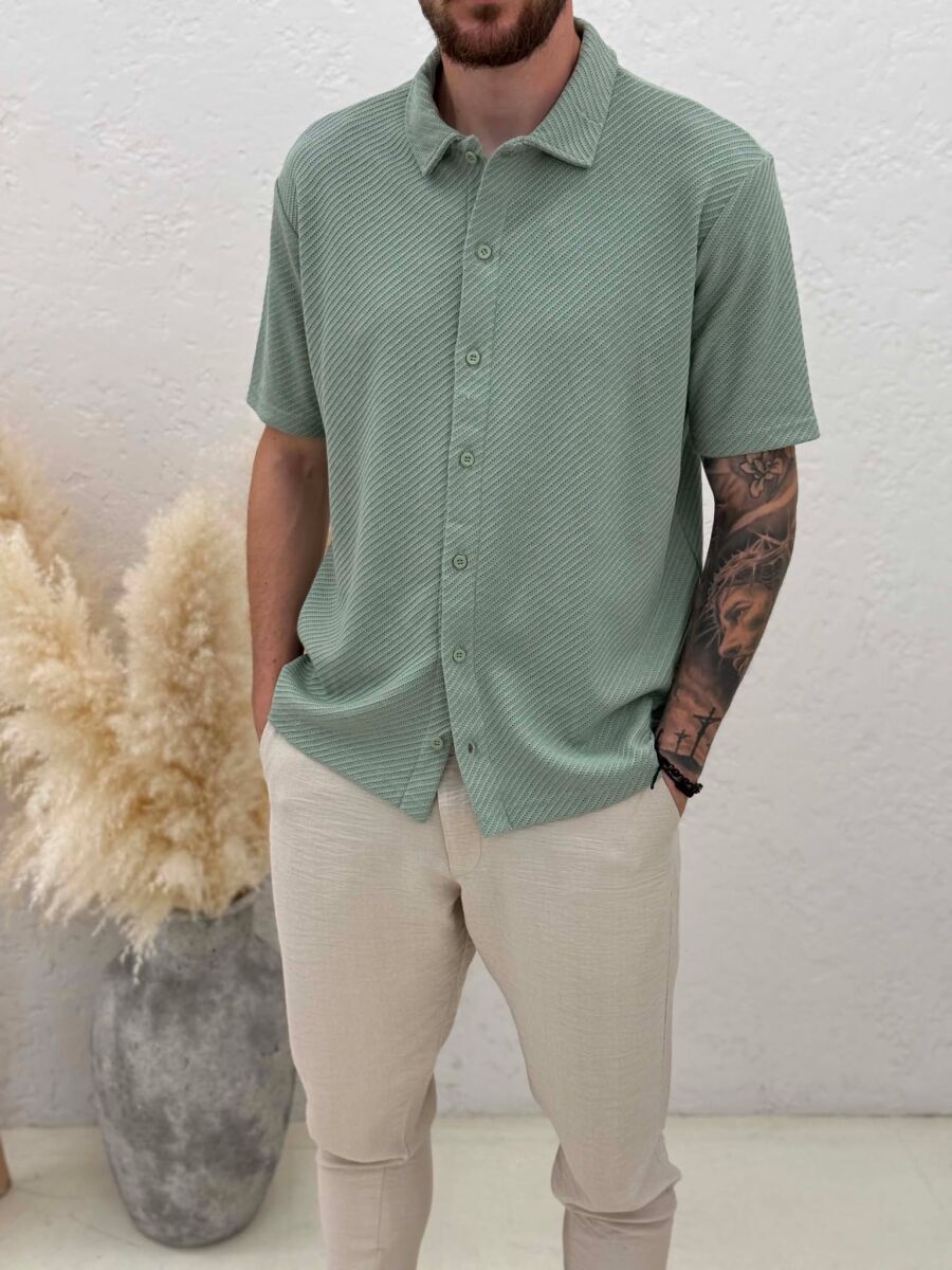 SHORT SLEEVE TEXTURED MEN SHIRT MINT/MENTE - 8